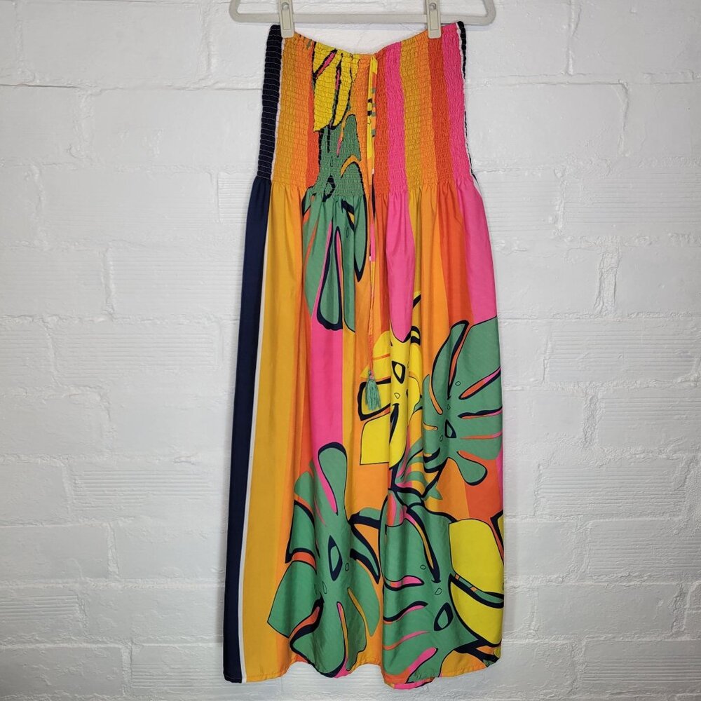 Gypsie Blu Women's XL Maxi Dress Strapless Orange Green